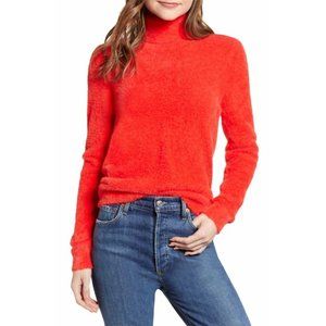 Halogen Red Poppy Soft Fuzzy Turtleneck Sweater